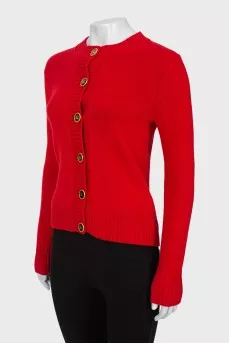 Cashmere cardigan with logo buttons