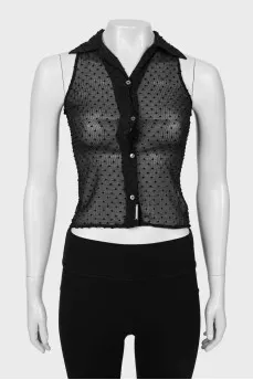 Semi-sheer polka dot top