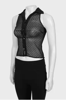 Semi-sheer polka dot top