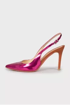 Mother of pearl mules with stiletto heels