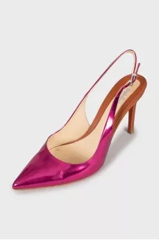 Mother of pearl mules with stiletto heels