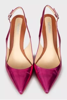 Mother of pearl mules with stiletto heels