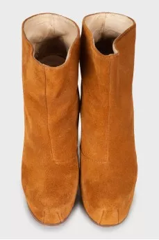 Light brown stiletto heeled booties