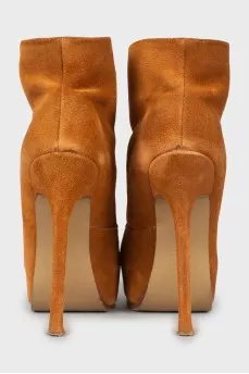Light brown stiletto heeled booties