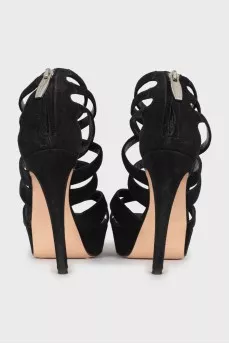Suede sandals with zipper