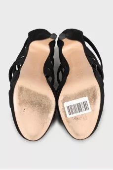 Suede sandals with zipper