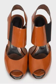 Brown heeled sandals