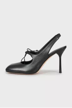Square toe leather slingbacks