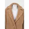 Light brown loose-fitting fur coat