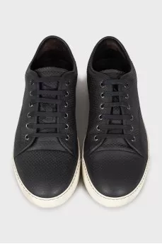 Men's leather sneakers with embossing