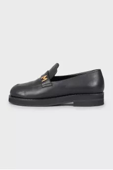 Black leather loafers