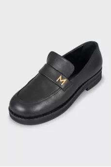 Black leather loafers
