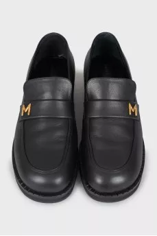 Black leather loafers