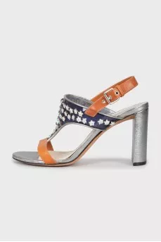 Mixed color embellished sandals