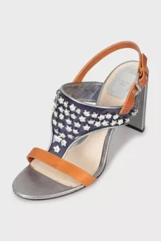 Mixed color embellished sandals