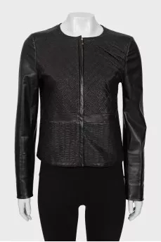 Pleated leather jacket