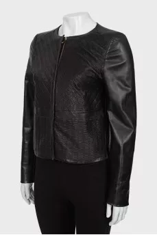 Pleated leather jacket