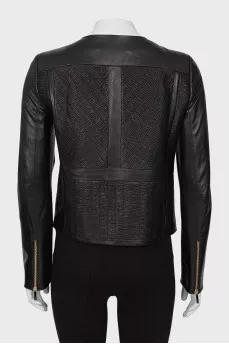 Pleated leather jacket