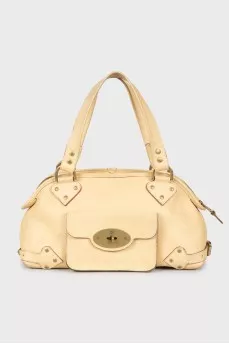 Beige bag with gold hardware
