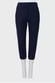 Wool blue trousers with elastic