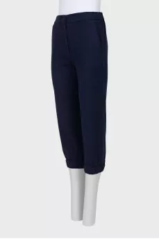 Wool blue trousers with elastic