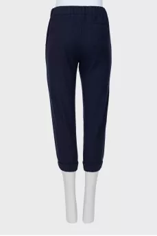 Wool blue trousers with elastic
