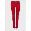 Red jeans with embellished waist