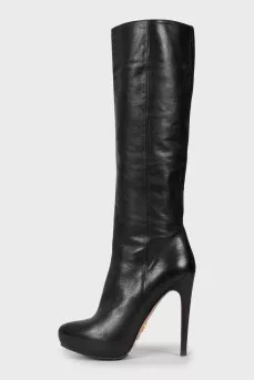 Black leather boots