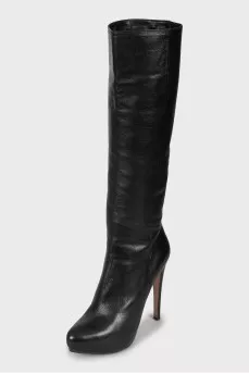 Black leather boots