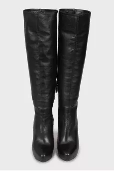 Black leather boots