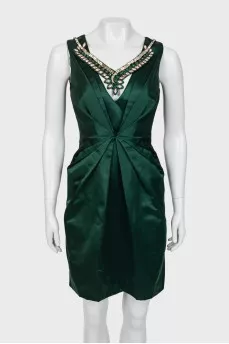 Silk mini dress with decor