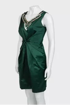 Silk mini dress with decor