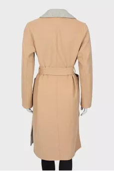 Two-tone belted coat