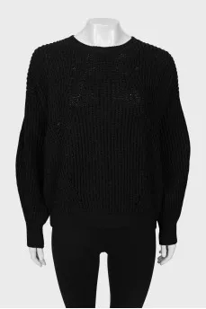 Wool sweater with puff sleeves