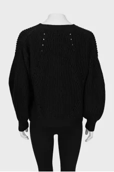 Wool sweater with puff sleeves