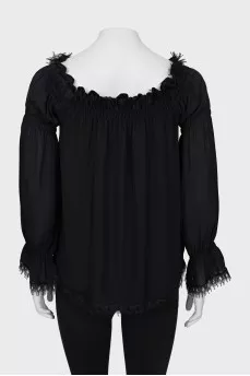 Silk blouse decorated with lace