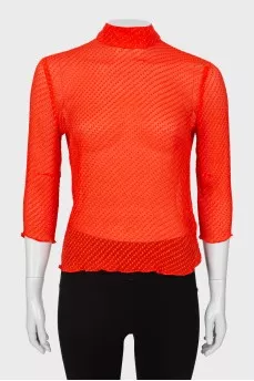 Semi-sheer blouse with tie at back