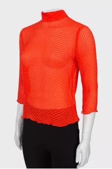 Semi-sheer blouse with tie at back