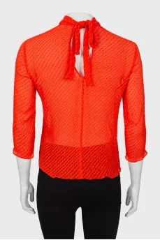 Semi-sheer blouse with tie at back