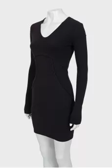 Mini dress with raised seams