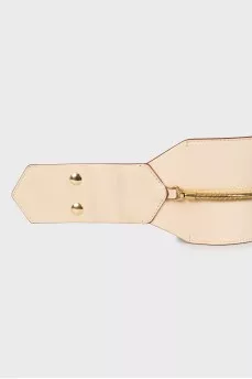 Leather belt with gold-tone hardware