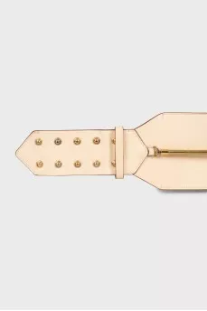 Leather belt with gold-tone hardware