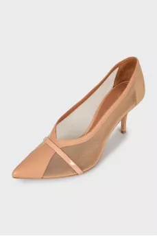 Leather shoes with mesh inserts