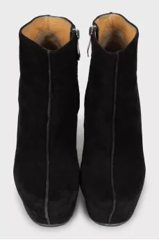 Suede ankle boots with shaped wedge