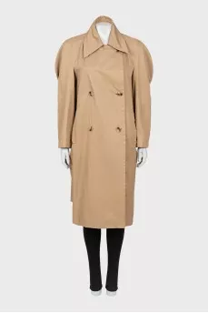 Oversized beige trench coat