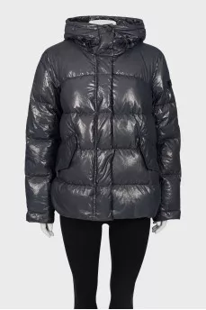 Blue down jacket with hood