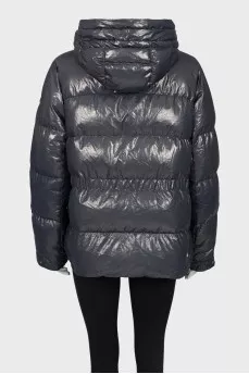 Blue down jacket with hood