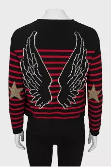 Knitted sweater with back print