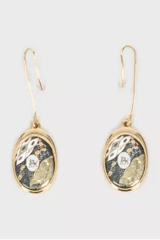 Gold-tone drop earrings with a pattern