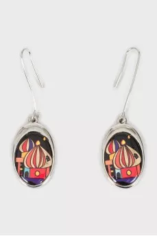Silver drop earrings with a pattern